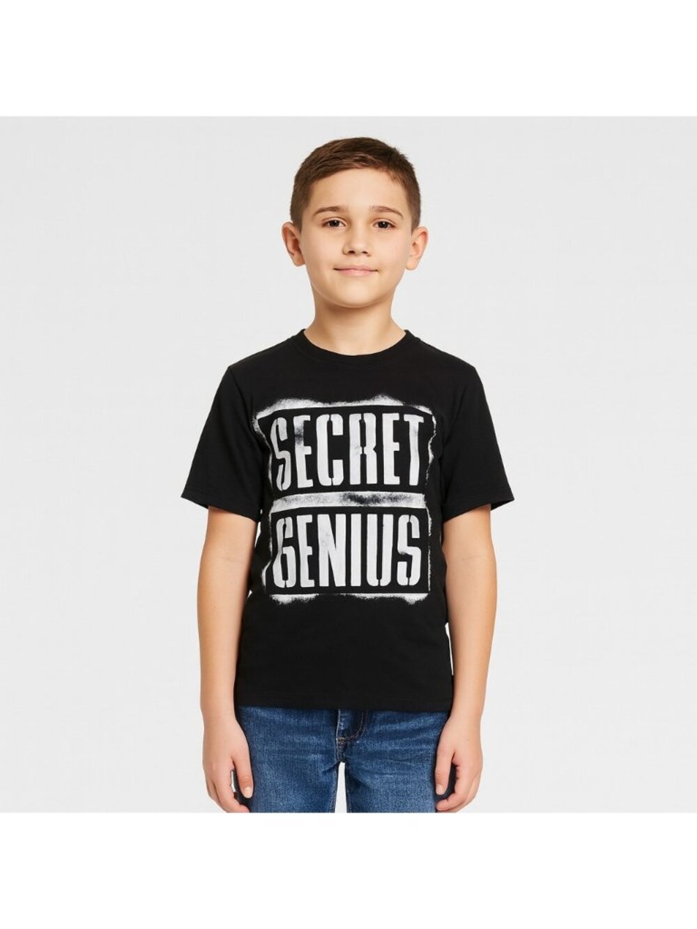 The Children’s Place Boys Graphic Tee Black Secret Genius Shirt Size Medium EUC